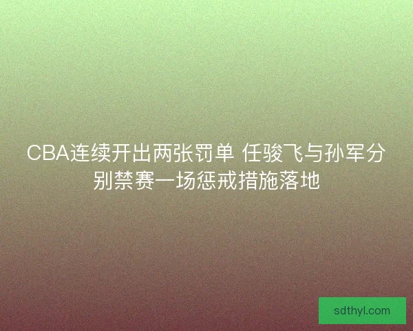 CBA连续开出两张罚单 任骏飞与孙军分别禁赛一场惩戒措施落地