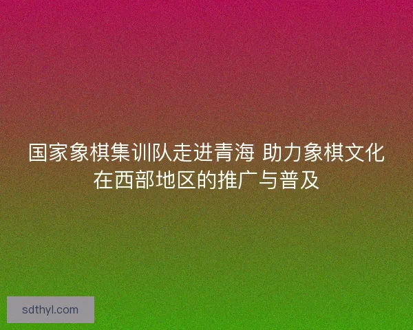 国家象棋集训队走进青海 助力象棋文化在西部地区的推广与普及